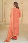 Shop_Arpita Mehta_Coral Georgette, Dupion, Tissue Bandhani Pattern Kurta Churidar Dupatta Set _at_Aza_Fashions