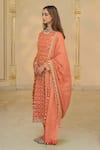 Buy_Arpita Mehta_Coral Georgette, Dupion, Tissue Bandhani Pattern Kurta Churidar Dupatta Set _Online_at_Aza_Fashions