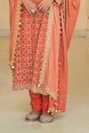 Arpita Mehta_Coral Georgette, Dupion, Tissue Bandhani Pattern Kurta Churidar Dupatta Set _at_Aza_Fashions