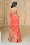 Shop_Arpita Mehta_Coral Net Embroidery, Zari, Sequins V-neck Pre-draped Lehenga Saree And Blouse _at_Aza_Fashions