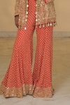 Buy_Arpita Mehta_Coral Georgette Embroidery, Mirrors, Sequins, Linear Jacket Blouse And Sharara Set _Online_at_Aza_Fashions