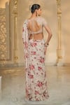 Shop_Arpita Mehta_Beige Georgette, Net Ruffles, Sequins, Beads, Bloom Print Sari And Hand Blouse _at_Aza_Fashions