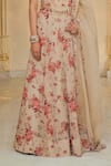 Arpita Mehta_Rose Gold Organza Embroidery, Sequins Sweetheart Neck Bloom Print Lehenga Set _at_Aza_Fashions