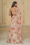 Shop_Arpita Mehta_Rose Gold Net, Organza Embroidery, Sequins, Foil Printing Bloom Lehenga Set _at_Aza_Fashions