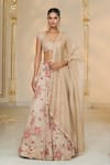 Buy_Arpita Mehta_Beige Organza, Net Foil Printing, Red Bloom Printed Lehenga Set With Blouse _at_Aza_Fashions