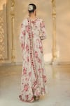 Shop_Arpita Mehta_Beige Georgette, Cotton, Silk Red Bloom Print And Rose Gold Anarkali Set _at_Aza_Fashions