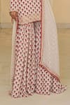 Buy_Arpita Mehta_Beige Crepe, Georgette Embroidery, Mirrors, Bloom Butti Print Kurta Gharara Set _Online_at_Aza_Fashions