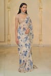 Buy_Arpita Mehta_Beige Organza, Net Sequins, Stones, Bloom Print And Rose Gold Sari Set _Online_at_Aza_Fashions