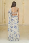 Shop_Arpita Mehta_Beige Georgette, Net Ruffles, Embroidery Bloom Print Saree And Hand Blouse _at_Aza_Fashions