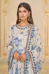 Arpita Mehta_Beige Georgette Embroidery, Sequins Round Bloom Print Anarkali Set With Hand _Online_at_Aza_Fashions