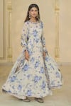Buy_Arpita Mehta_Beige Georgette Embroidery, Sequins Round Bloom Print Anarkali Set With Hand _Online_at_Aza_Fashions