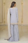 Buy_Arpita Mehta_Blue Crepe, Georgette Embroidery, Bloom Butti Print Kurta, Gharara And Dupatta Set _Online_at_Aza_Fashions