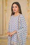 Arpita Mehta_Blue Crepe, Georgette Bloom Butti Print Kurta And Gharara Set With Dupatta _at_Aza_Fashions