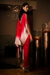 Shop_Babita Malkani_Red Satin Beads, Pearls, Crystals, Ombre Cowl Draped Tunic And Tulip Pant Set _Online_at_Aza_Fashions