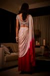 Babita Malkani_Pink Silk Satin Crystals, Pearls Ombre Pre-draped Saree And Embellished Blouse _Online_at_Aza_Fashions