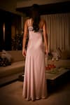 Babita Malkani_Pink Satin Beads, Pearls, Sequins, Embroidery One Shoulder Ombr And Gown _at_Aza_Fashions