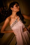 Buy_Babita Malkani_Pink Satin Beads, Pearls, Sequins, Embroidery One Shoulder Ombr And Gown 
