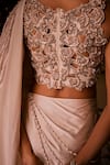 Buy_Babita Malkani_Ivory Silk , Sequins, Tassels, Pre-draped Saree And Embroidered Blouse _Online_at_Aza_Fashions