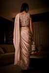 Babita Malkani_Ivory Silk , Sequins, Tassels, Pre-draped Saree And Embroidered Blouse _Online_at_Aza_Fashions