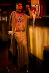 Buy_Babita Malkani_Taupe Beads, Sequins, Crushed Shimmer Embellished Cape Top And Draped Skirt _at_Aza_Fashions
