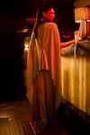 Babita Malkani_Taupe Beads, Sequins, Crushed Shimmer Embellished Cape Top And Draped Skirt _Online_at_Aza_Fashions