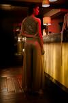 Babita Malkani_Taupe Beads, Sequins Round Neck Crushed Fabric And Embroidered Jumpsuit _Online_at_Aza_Fashions