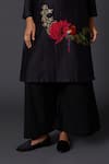 Balance By Rohit Bal Black Chanderi Silk, Cotton Embroidery Mandarin Collar, Tunic With Palazzo Online at Aza Fashions Balance By Rohit Bal_Black Chanderi Silk, Cotton Embroidery Mandarin Collar, Tunic With Palazzo _Online_at_Aza_Fashions