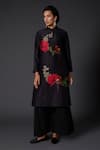 Buy Balance By Rohit Bal Black Chanderi Silk, Cotton Embroidery Mandarin Collar, Tunic With Palazzo at Aza Fashions Buy_Balance By Rohit Bal_Black Chanderi Silk, Cotton Embroidery Mandarin Collar, Tunic With Palazzo _at_Aza_Fashions