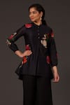 Balance By Rohit Bal Black Chanderi Collared, Button-down Neck Printed Tunic With Palazzo Online at Aza Fashions Balance By Rohit Bal_Black Chanderi Collared, Button-down Neck Printed Tunic With Palazzo _Online_at_Aza_Fashions