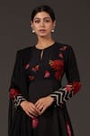 Balance By Rohit Bal_Black Chanderi Round , Keyhole Digital Printed Anarkali Set _Online_at_Aza_Fashions