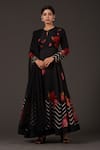 Buy_Balance By Rohit Bal_Black Chanderi Round , Keyhole Digital Printed Anarkali Set _at_Aza_Fashions