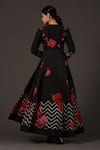 Shop_Balance By Rohit Bal_Black Chanderi Round , Keyhole Digital Printed Anarkali Set _at_Aza_Fashions