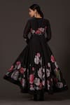 Shop_Balance By Rohit Bal_Black Chanderi Round , Keyhole Floral Digital Print Anarkali Set _at_Aza_Fashions