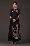 Buy_Balance By Rohit Bal_Black Chanderi Round , Keyhole Floral Digital Print Anarkali Set _Online_at_Aza_Fashions
