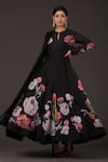 Buy_Balance By Rohit Bal_Black Chanderi Round , Keyhole Floral Digital Print Anarkali Set _at_Aza_Fashions