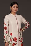 Balance By Rohit Bal_Ivory Chanderi Beads Mandarin Collar, Button-down Print With Palazzo _Online_at_Aza_Fashions