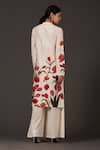 Shop_Balance By Rohit Bal_Ivory Chanderi Beads Mandarin Collar, Button-down Print With Palazzo _at_Aza_Fashions