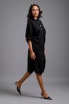 Buy_Deepika Arora_Black Cotton Collared Button-down Ruched Shirt Dress _Online_at_Aza_Fashions
