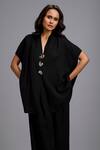 Buy_Deepika Arora_Black Linen Crystals V-neck Embellished Top And Pant Set 