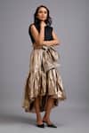 Buy_Deepika Arora_Gold Bows Metallic High-low Skirt  _at_Aza_Fashions