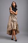 Buy_Deepika Arora_Gold Bows Metallic High-low Skirt  _Online_at_Aza_Fashions