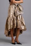 Shop_Deepika Arora_Gold Bows Metallic High-low Skirt  _Online_at_Aza_Fashions