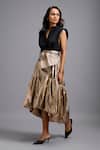 Deepika Arora_Gold Bows Metallic High-low Skirt  _at_Aza_Fashions
