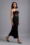 Buy_Deepika Arora_Black Net Rhinestones Bandeau Neck Embellished Corset _Online_at_Aza_Fashions