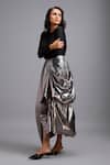 Buy_Deepika Arora_Gray Metallic Draped Maxi Skirt _Online_at_Aza_Fashions