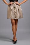 Shop_Deepika Arora_Gold Quilted Button-down Skirt _Online_at_Aza_Fashions