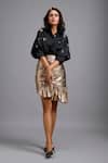 Buy_Deepika Arora_Gold Ruched Mini Skirt  _Online_at_Aza_Fashions