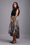 Deepika Arora_Gray Metallic High-low Skirt _Online_at_Aza_Fashions