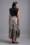 Shop_Deepika Arora_Gray Metallic High-low Skirt _at_Aza_Fashions