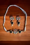 Buy_Amaara Jewels_Multi Color Gemstones, Pearls Noir Royalty Navratan Choker Set _at_Aza_Fashions
